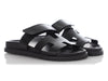 Hermès Black Leather Chypre Sandals