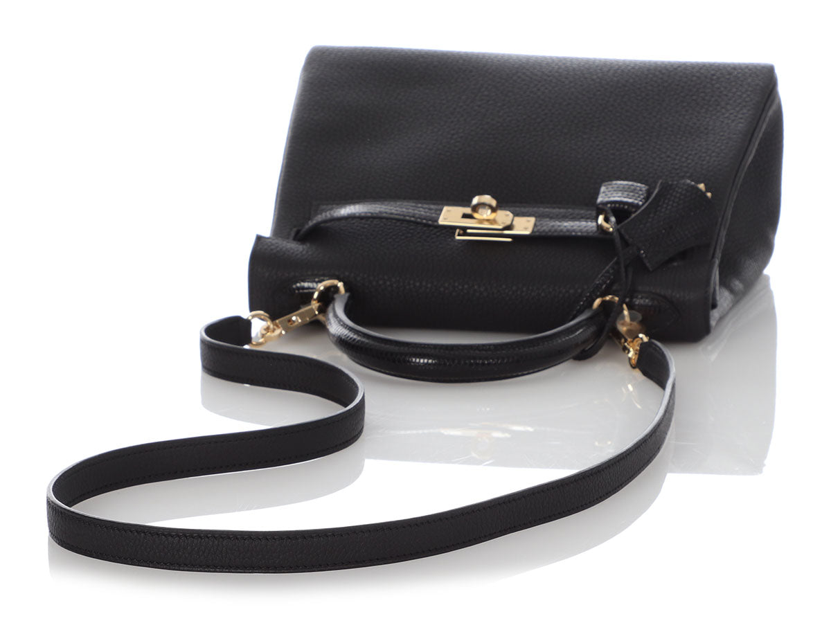 HERMÈS Kelly Touch 25 handbag in Black Togo leather and Lizard