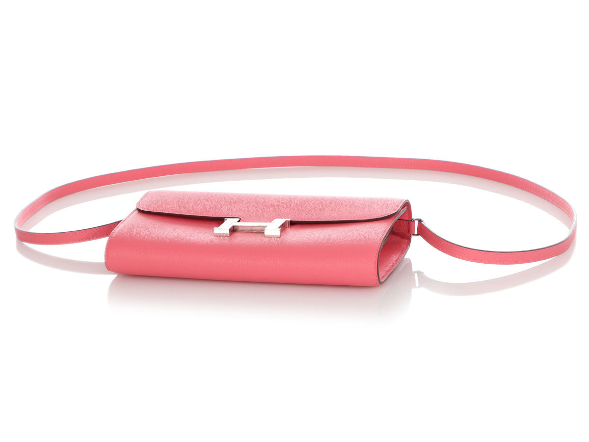 Hermes Roulis Slim Wallet Bi-Color Rouge H/Rose Azalee Evercolor Palladium  Hardware