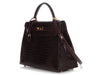 Hermès Bordeaux Shiny Porosus Crocodile Kelly 32