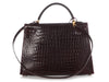 Hermès Bordeaux Shiny Porosus Crocodile Kelly 32