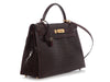 Hermès Bordeaux Shiny Porosus Crocodile Kelly 32