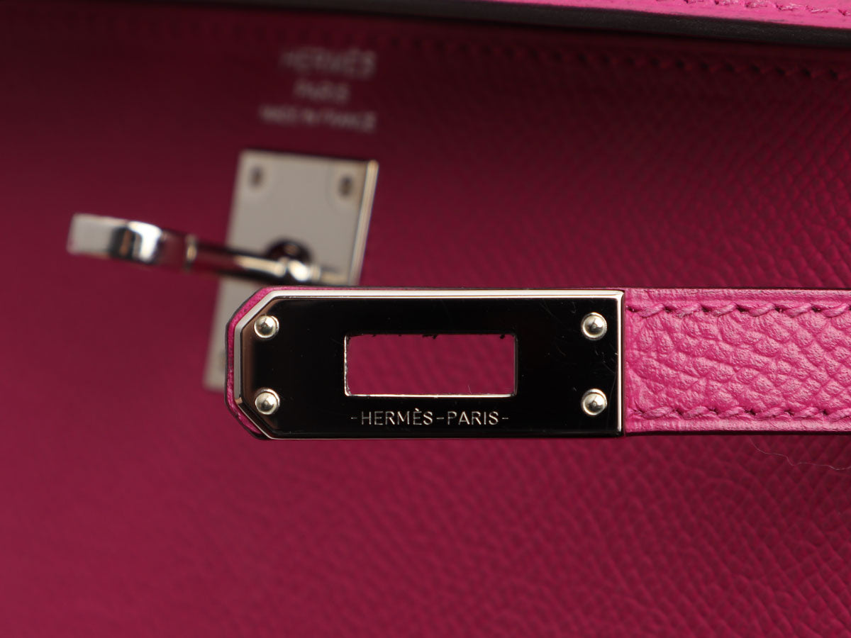 Hermès Kelly 25 Rose Pourpre Sellier Epsom Palladium Hardware PHW — The  French Hunter