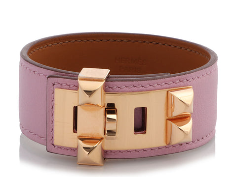 Hermès Mauve Sylvestre Swift Collier de Chien 24 CDC Bracelet