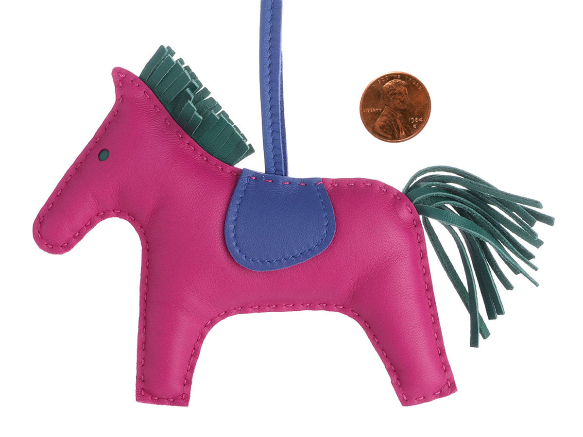 Hermès Rose Pourpre Lambskin Grigri Rodeo Horse Bag Charm MM