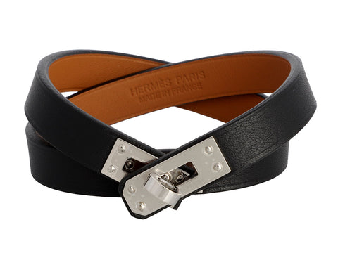 Hermès Mini Black Swift Kelly Double Tour Bracelet