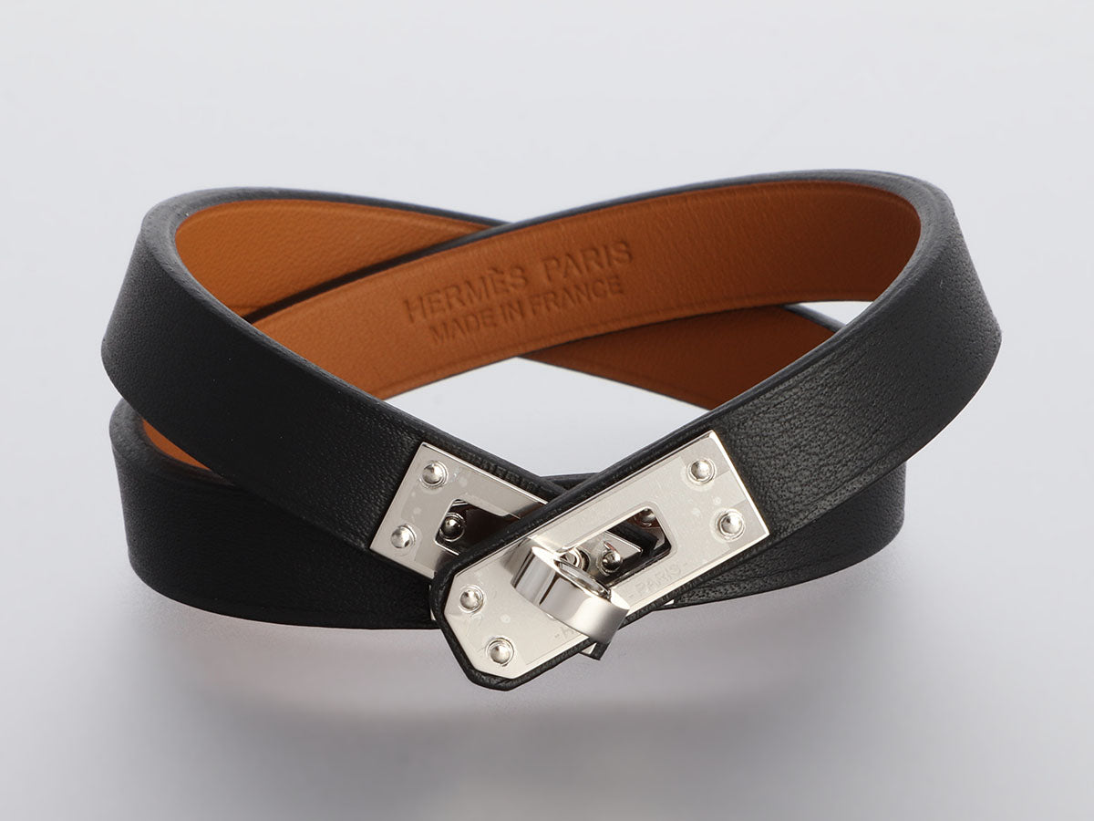 Mini kelly double tour leather bracelet Hermès White in Leather - 21181295