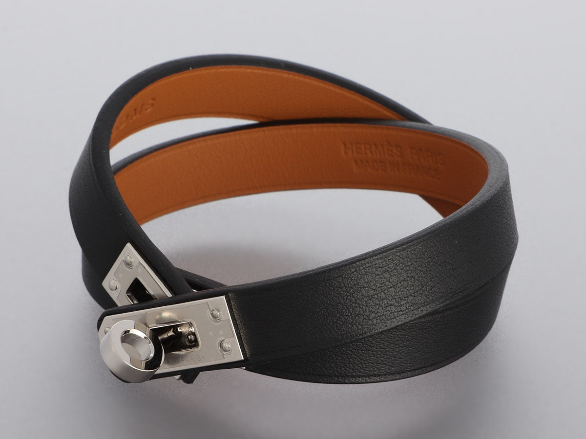 Mini kelly double tour leather bracelet Hermès White in Leather - 21181295