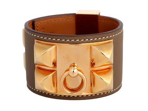 Hermès Etoupe Swift Collier de Chien Bracelet CDC