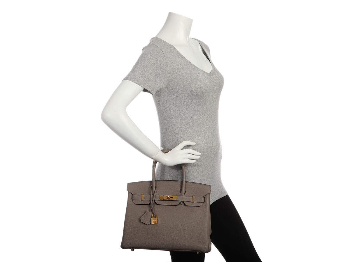 Hermes Birkin 30 Gris Togo Leather Bag