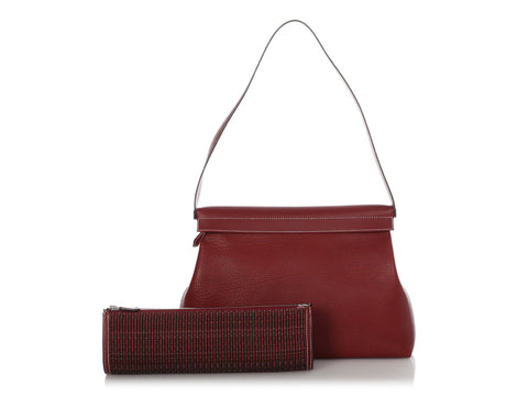 Hermès Rouge H Crinoline and Buffalo Leather Yeoh Convertible Bag
