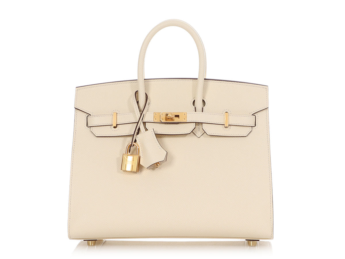 A NATA EPSOM LEATHER SELLIER BIRKIN 25 WITH GOLD HARDWARE