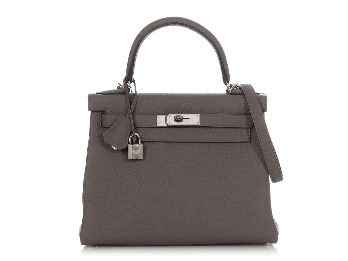 Hermes Kelly 28 Etoupe Gray Grey Togo Leather Gold Hardware NEW