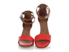 Hermès Red and Brown Manege Ankle Wrap Sandals