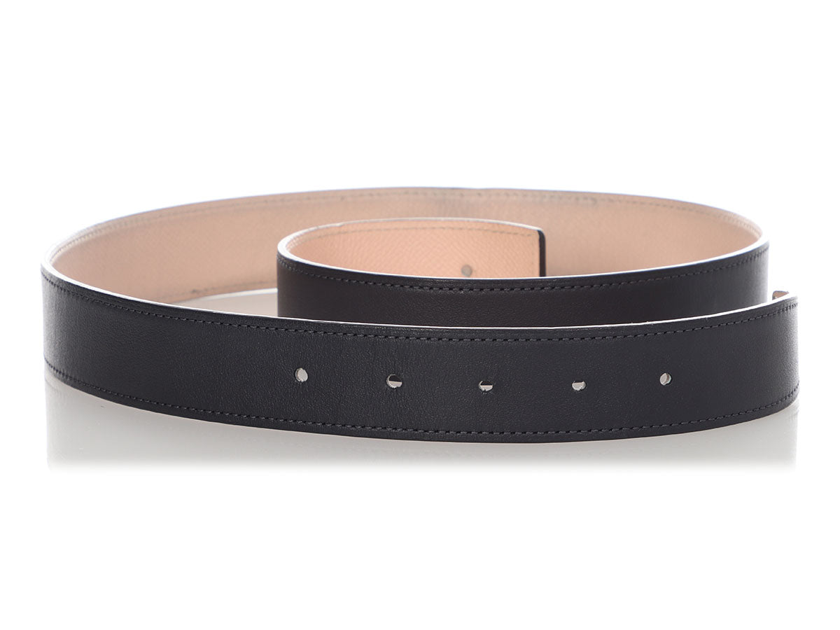 H belt buckle & Leather strap 32 mm