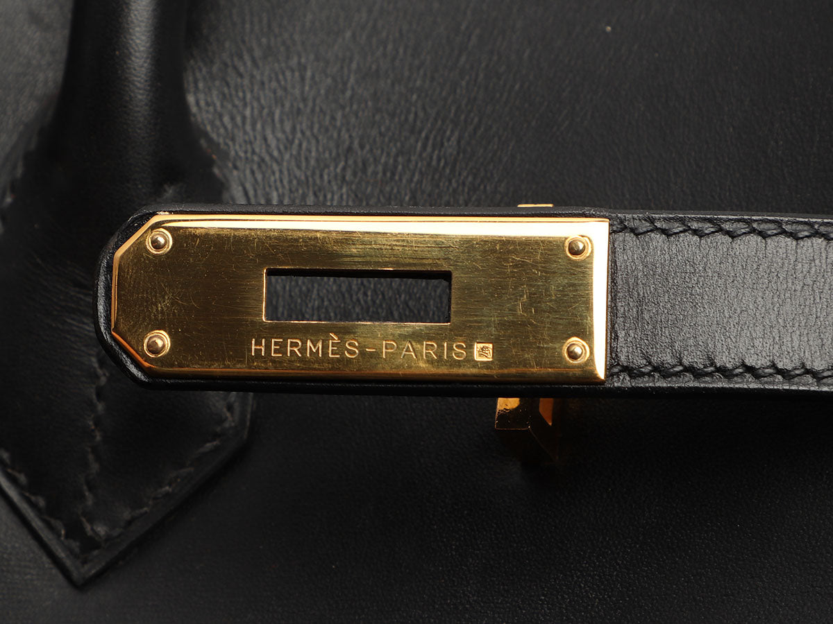 Hermes Birkin 35 Noir Box Leather Gold Hardware– Wrist Aficionado