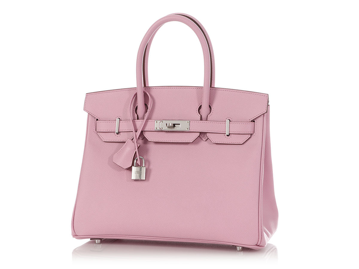 Hermes Birkin Handbag Mauve Sylvestre Swift with Rose Gold