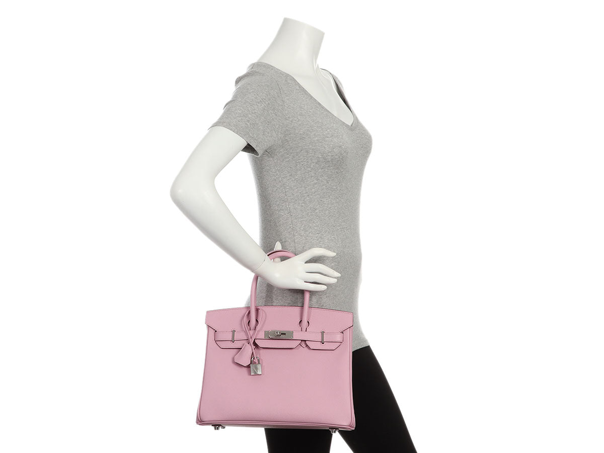 Hermes Birkin 30 Mauve Sylvestre Bag Epsom Leather with Palladium Hardware