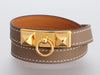 Hermès Etoupe Swift Rivale Double Tour Bracelet