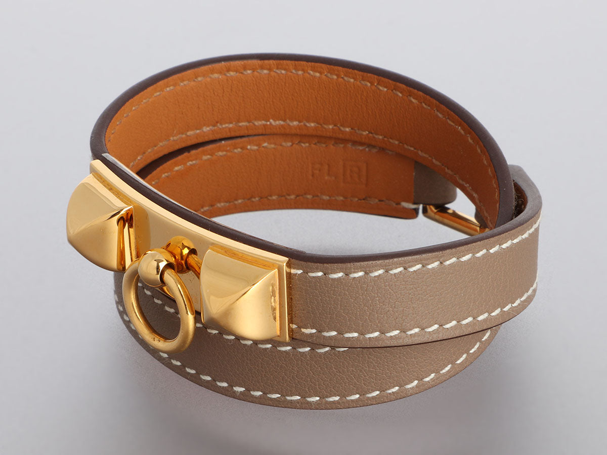 Hermès Etoupe Swift Rivale Double Tour Bracelet