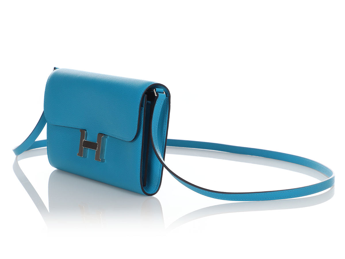 Hermès Bleu Encre Chèvre Béarn Card Holder - Ann's Fabulous Closeouts