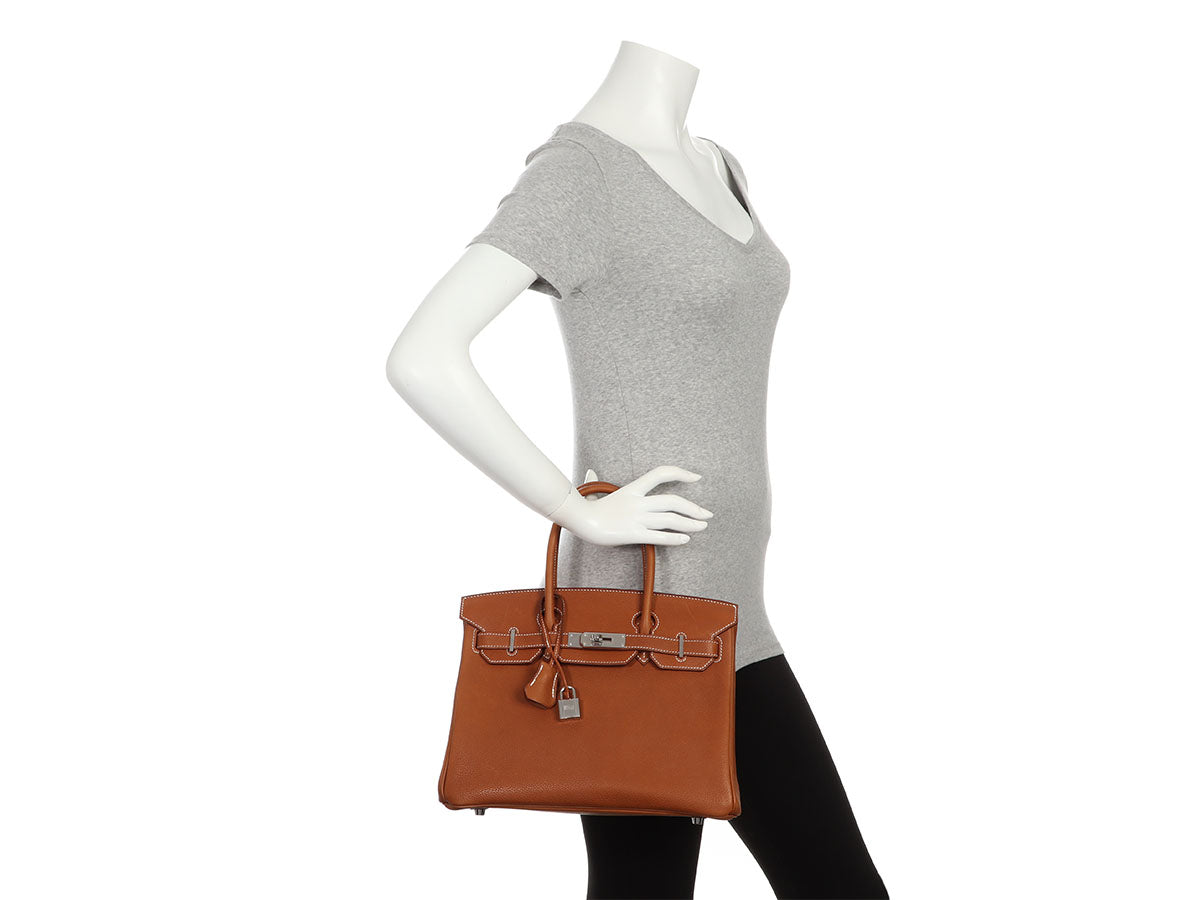 Hermes Birkin 30 Bag Barenia Faubourg Palladium Hardware