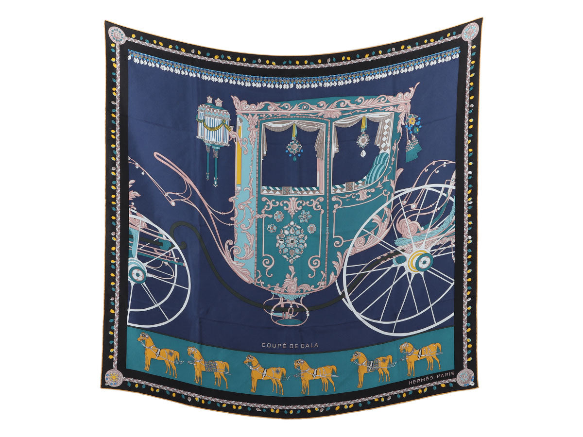 AUTHENTIC Hermes Silk Scarf Coupe De Gala 90 Rose Upcycled Denim