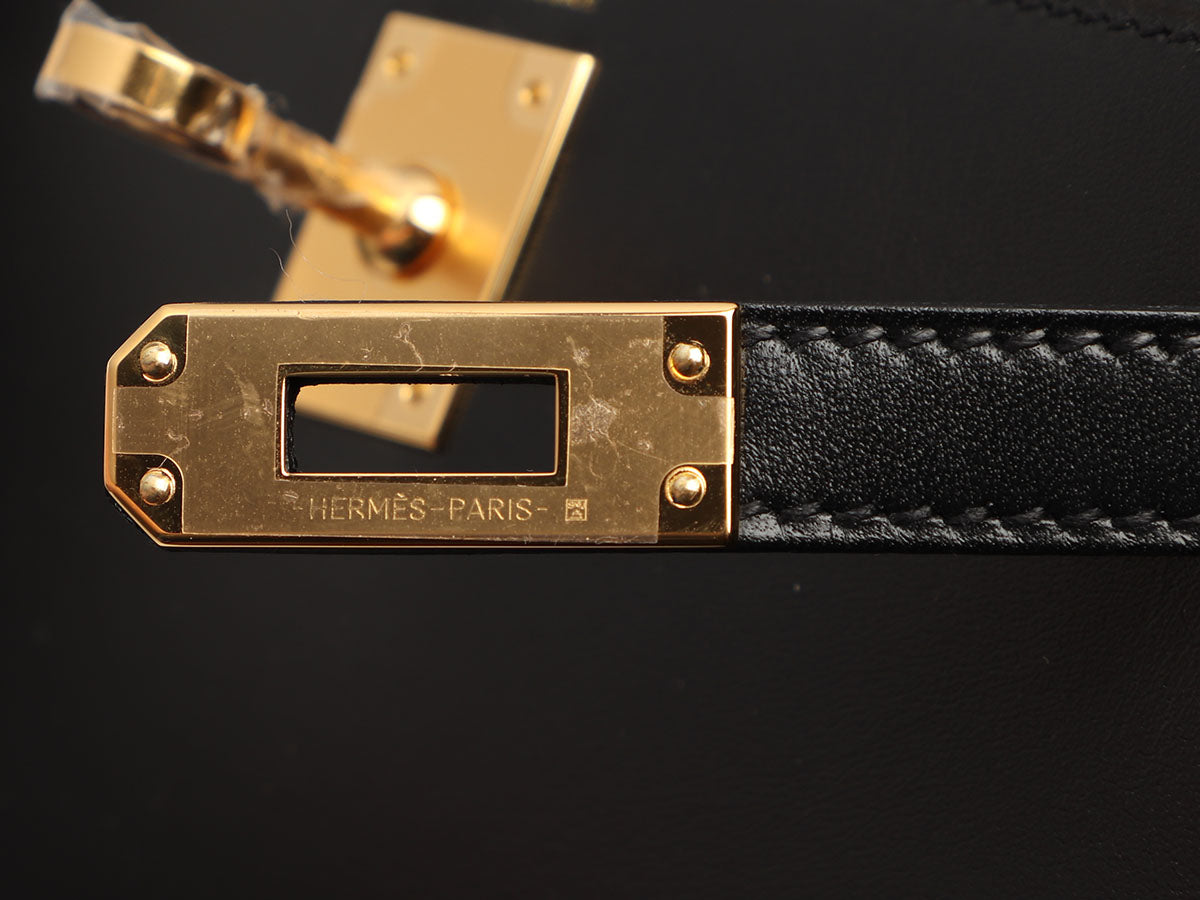 Black Tadelakt Mini Kelly 20 Gold Hardware, 2023