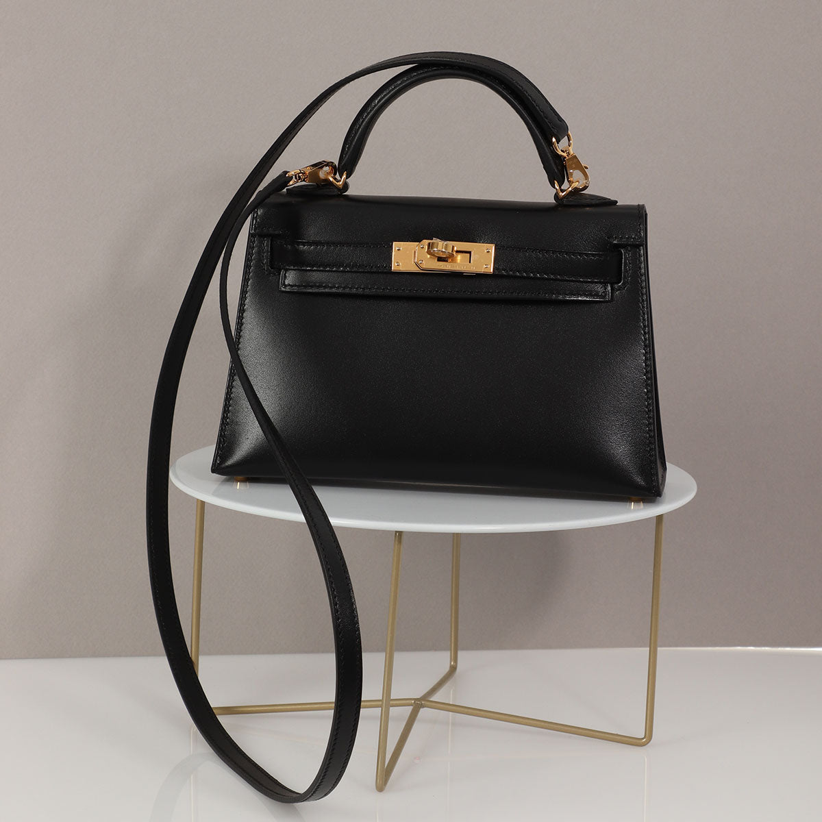 Hermès Mini Black Tadelakt Kelly 20