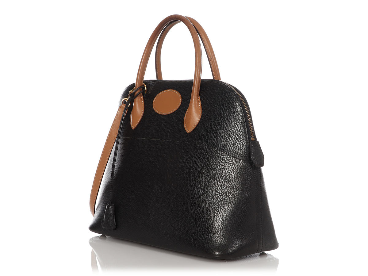 HERMES BOLIDE 35 Bi-color Ardennes leather Natural/Black □A