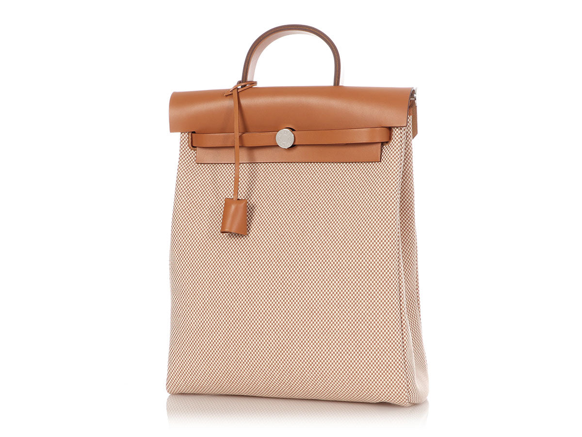 Hermes Natural/Havane Toile and Leather 2-in-1 Herbag Backpack Hermes