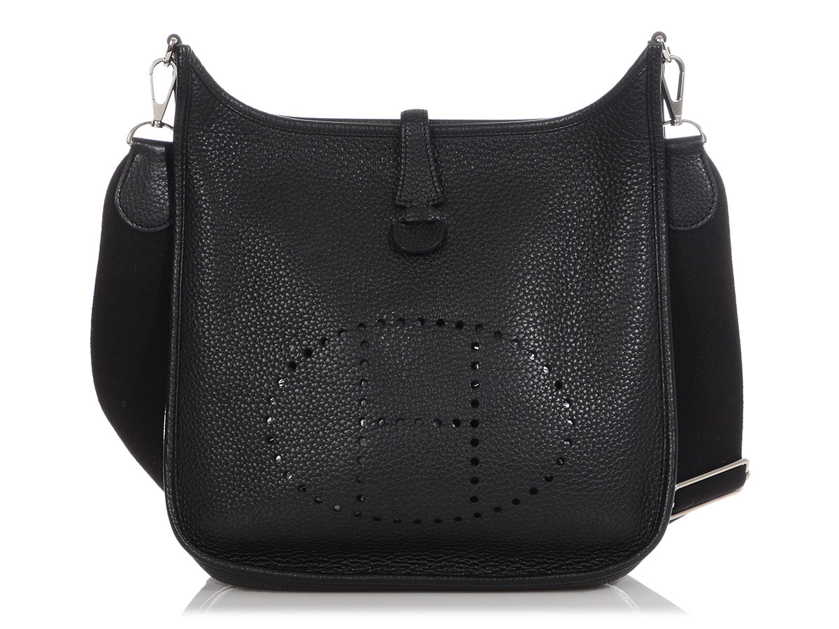 Hermes Evelyne III PM Clemence Bag in Black with Palladium Hardware