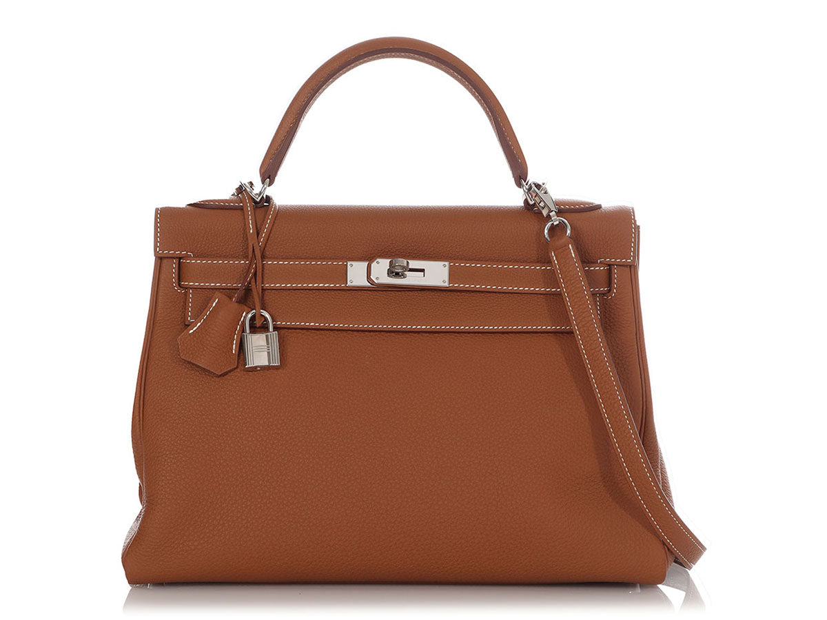 HERMES Kelly 25 Retourne Gris Etain Togo Gold Hardware Y Stamp