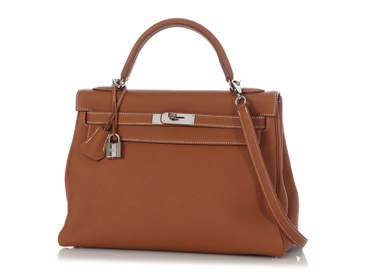 HERMES Kelly 25 Retourne Gris Etain Togo Gold Hardware Y Stamp