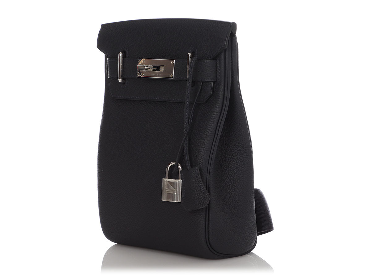Hermes Hac a Dos PM Backpack Men's Bag Black Togo Palladium Hardware