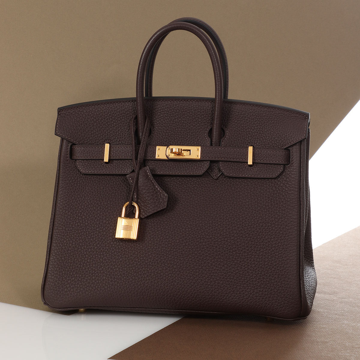 Hermes Birkin Handbag Chocolate Togo with Gold Hardware 25