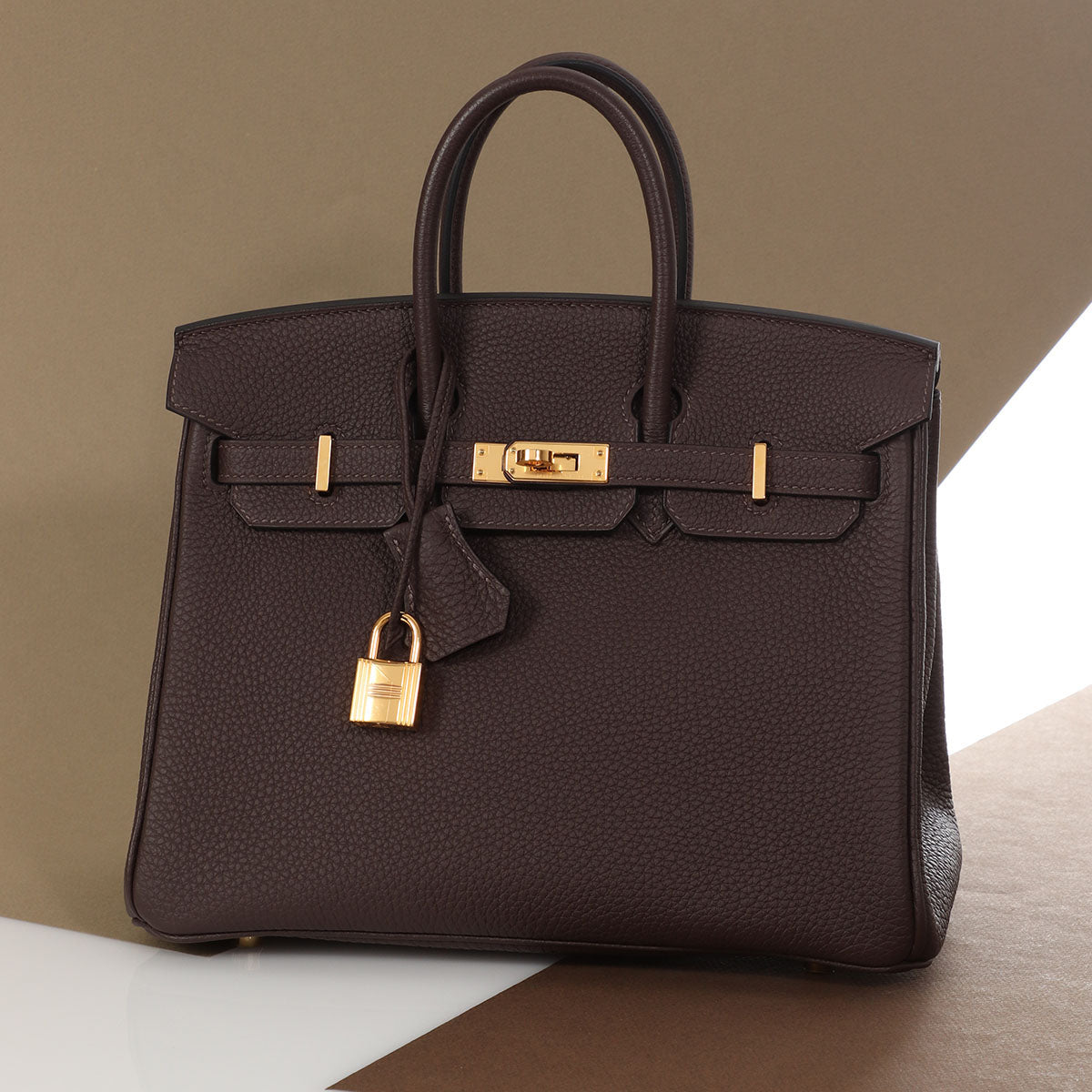 Hermes Chocolate Brown Epsom Leather Gold Hardware Kelly 25 Bag