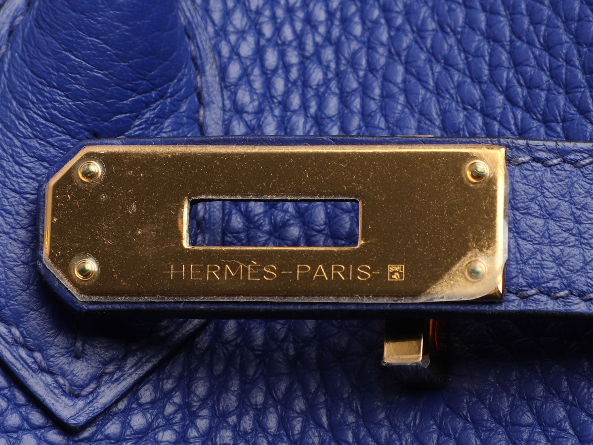 Hermes Birkin Bag 25cm Blue Electric Togo Gold Hardware