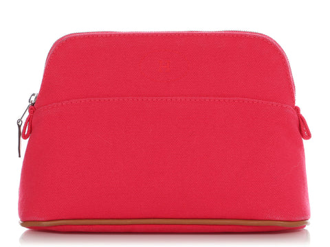 Hermès Mini Hibiscus Canvas Bolide Pouch