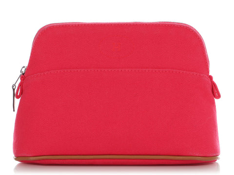 Hermès Mini Hibiscus Canvas Bolide Pouch