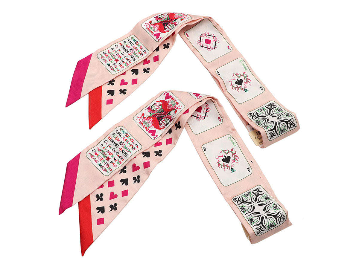 Herm s Jeu de Cartes Silk Twilly Pair