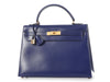 Hermès Vintage Blue Sapphire Box Calfskin Kelly 32