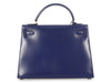 Hermès Vintage Blue Sapphire Box Calfskin Kelly 32