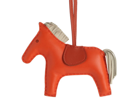 Hermès Orange Poppy Lambskin Grigri Rodeo Horse Bag Charm