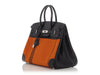 Hermès LE Orange Toile and Black Box Calfskin Potamus Birkin 35