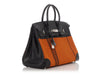 Hermès LE Orange Toile and Black Box Calfskin Potamus Birkin 35