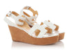 Hermès White Leather and Brown Suede Platform Wedges