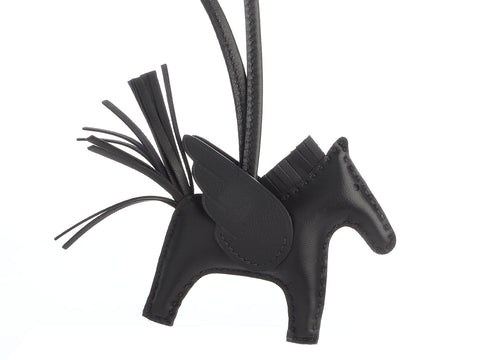 Hermès So Black Lambskin Pegasus Rodeo Bag Charm PM