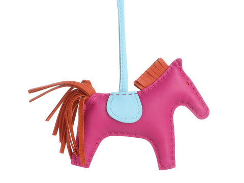 Hermès Rose Pourpre Lambskin Grigri Rodeo Horse Bag Charm PM