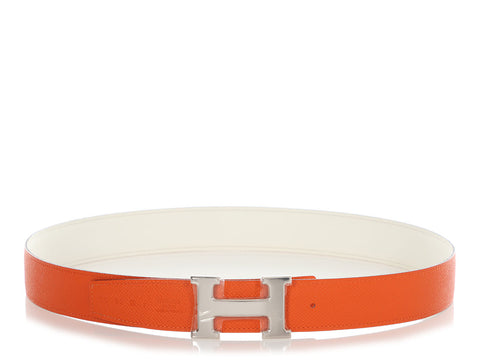 Hermès Orange and Blanc Reversible Belt Kit 32mm